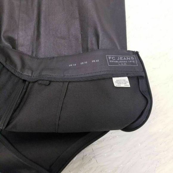 FC Jeans Pencil Skirt Black Back Slit Zipper Slash - Picture 6 of 8